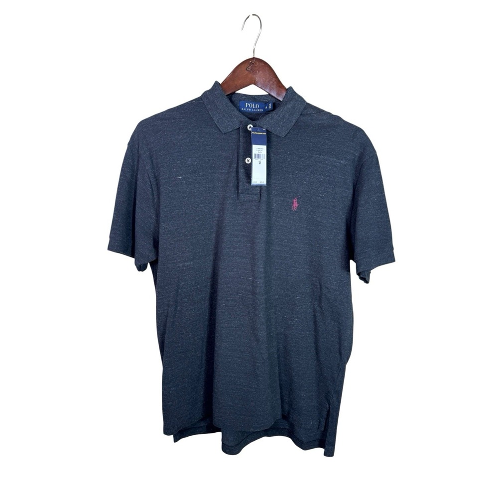Polo Ralph Lauren Classic Polo Shirt Men Medium Cotton Heather Charcoal NWT